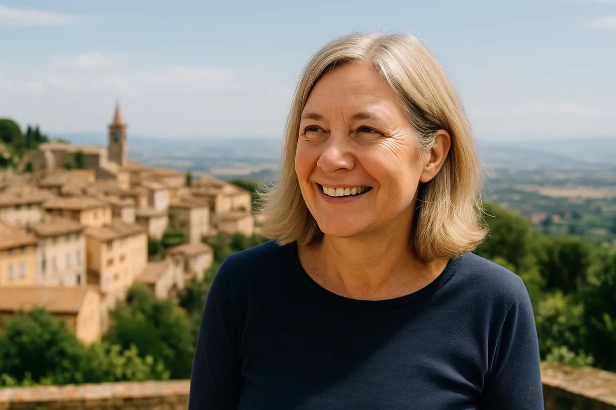 Woman in front of scenic view